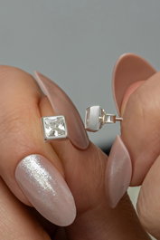Heliophilia Silver Pendientes de Plata de Ley 925 con Circón